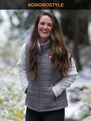 ORORO Women's Lightweight Heated Vest with USB-C Rechargeable Battery, Puffer Classic Heating Vest