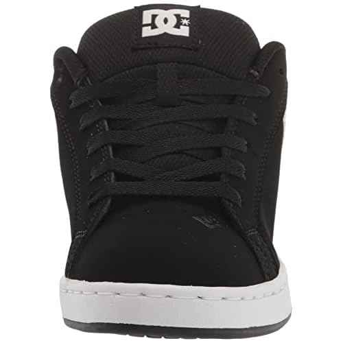 DC Women's Court Graffik Casual Low Top Skate Shoe, Black/White Stencil, 8.5