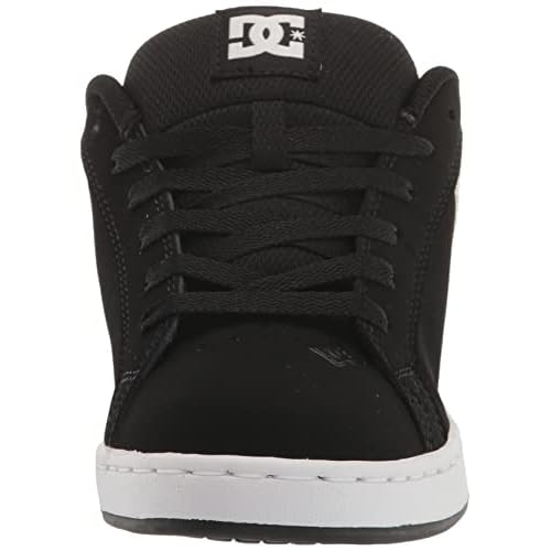 DC Women's Court Graffik Casual Low Top Skate Shoe, Black/White Stencil, 9.5
