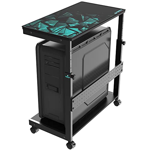 EUREKA ERGONOMIC PC Stand Computer Cart, Height Adjustable Tower Stand 2-Tier Suit for ATX Case Printer, Metal Rolling Car...