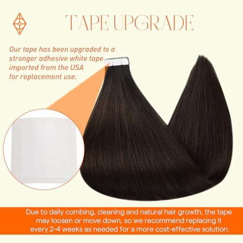 Full Shine Tape in Human Hair Extensions 100G 22Inch Color 2 Brown Tape in Hair Extensions Double Sided Tape in Extensions Invisible Tape ins Human Hair Extensions 40Pcs Straight