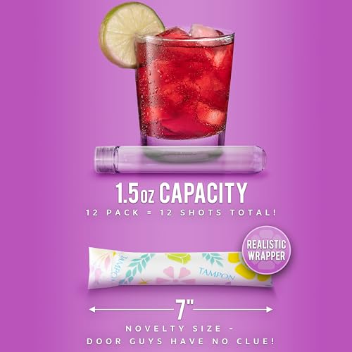 GoPong Tampon Flasks 12 Pack (18 oz Total) - Hidden Alcohol Travel Flasks for Women - Secret Liquor Containers for Nightcl...