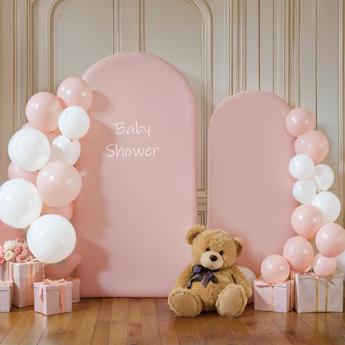Pink Arch Cover 2 Set - 7.2 and 6ft Pink Arch Backdrop Cover Spandex Wedding Arch Stand Covers for Birthday Party Baby Sho...