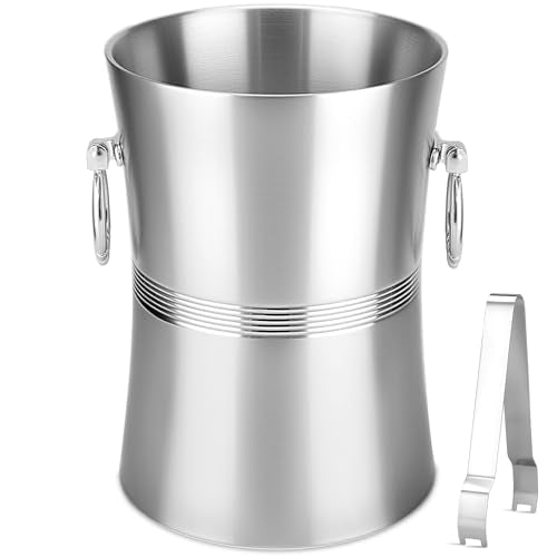 Wine Chiller Bucket, Stainless Steel Double Wall Wine Chillers for Bottles, Champagne Chiller, Ice Bucket Fits Most Standa...