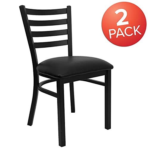 Flash Furniture Hercules Series Commercial Ladder Back Restaurant Chairs, Modern Lightweight Metal Dining Chairs with Padd...