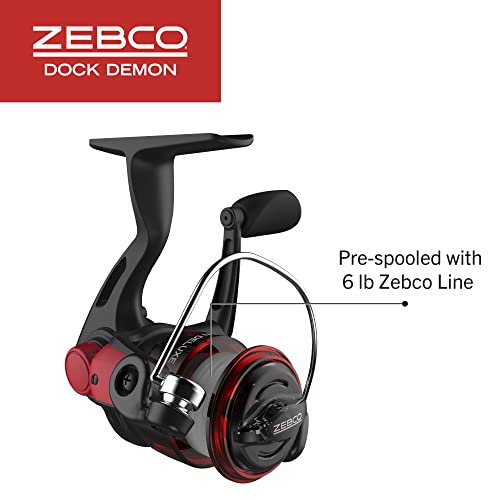 Zebco Dock Demon Spinning Reel or Spincast Reel and Fishing Rod Combo, 30-Inch Durable Fiberglass Rod, QuickSet Anti-Rever...