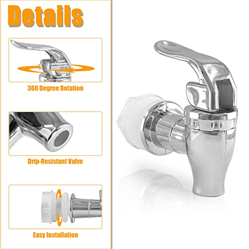 Biaungdo 2 Pcs Replacement Spigot for Beverage Dispenser, Silver Push Style Beverage Dispenser Carafe Spigot Water Dispens...