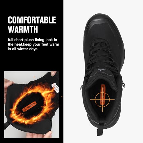 HUMTTO Men's Winter Hiking Snow Boots - Waterproof Warm & Non-Slip Lightweight Fur Lined Ankle Boots, For Cold-Weather Dai...