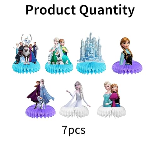 7 Pcs Cute Party Supplies, Cartoon Birthday Party Decorations, Blue Honeycomb Centerpieces for Table