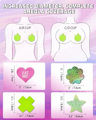 CICKEE Pasties Rave Pack - Nipple Covers Stickers - Disposable Sticky Breast Petals - 15 Pairs