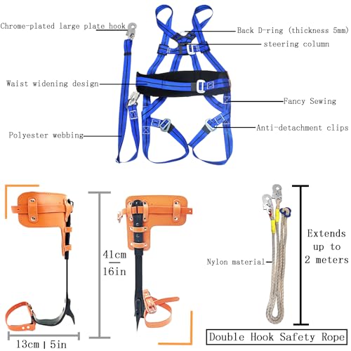 timiland Tree Climbing Spikes,Tree Climbing Gear Set,Adjustable Tree Climbing Gear,Tree Spurs for Climbing Trees,Tree Wor...