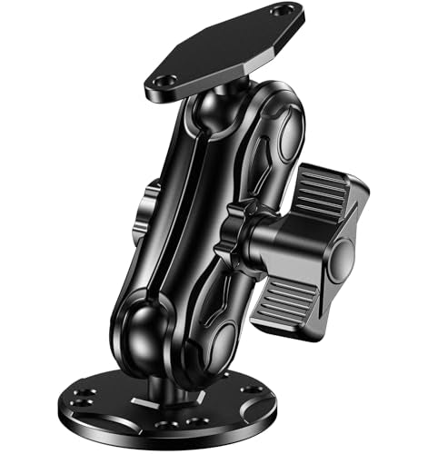 Aluminum Alloy 1" Ball GPS Mount with Industry Standard AMPS Hole Diamond Plate & Round Base, 3.5" Medium Arm for Garmin H...