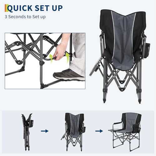 GarveeLife Oversized Directors Camping Chair, Portable Folding Chair for Adults Support 400 lbs, Heavy Duty Lawn Chair wit...