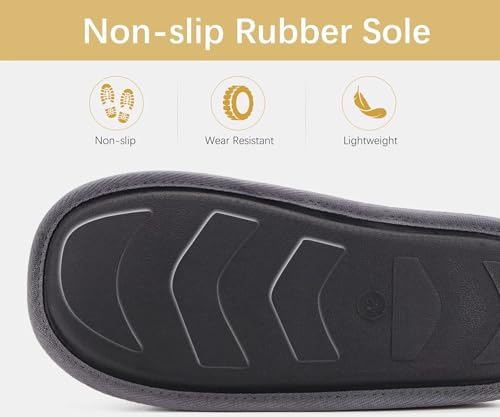 ONCAI Men's House Slippers Memory Foam Slip-On Warm Cozy Scuff Home Bedroom Shoes with Indoor/Outdoor Rubber Soles US Size...