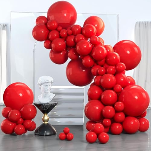 PartyWoo Red Balloons 140 pcs Different Sizes of 18 12 10 5 Inch Red Balloon Arch Kit Garland for Birthday Graduation Bach...