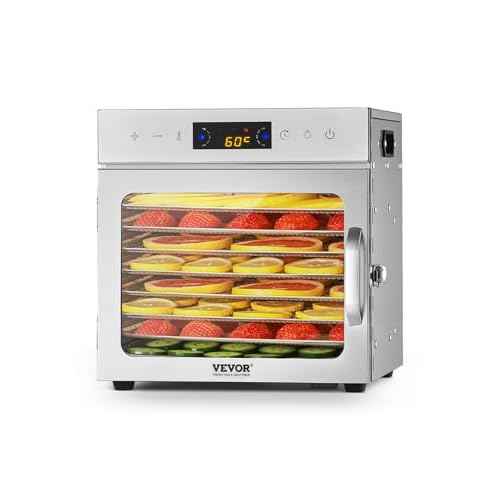 VEVOR Food Dehydrator Machine, 8 Stainless Steel Trays, 400W Electric Food Dryer with Adjustable Temperature & 24-Hour Timer, Freeze Dryer for Jerky, Meat, Fruit, Vegetables, Herbs, Dog Treats