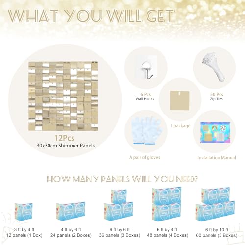 LJIE-House Light Gold Sequin Backdrop Shimmer Wall Backdrop 3ftx4ft Photo Backdrops for Birthday Anniversary Wedding Engag...