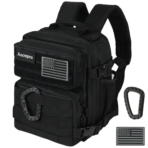 Aocmpxs Mini Tactical Backpack, 9L Small Gym Backpacks Sport Bag for Men Women Molle Military Pack with US Flag Patch and ...
