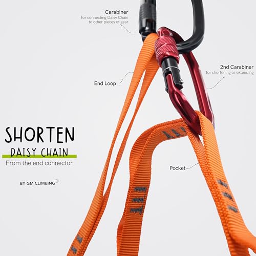 GM CLIMBING 16mm Nylon Daisy Chain Sling 22kN 120cm / 48in CE UIAA Certified for Leading Aid Climb Ascender Rigging Hammoc...
