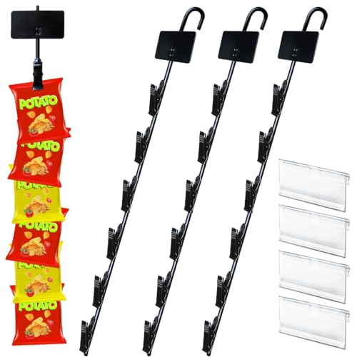 Hanging Merchandise Strips with Hooks Chip Display Rack Stands Potato Bag Holder for Retail Displaying Label Headers Greet...