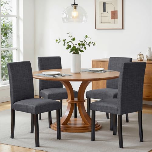 HOMYZOO Fabric Dining Chairs,Modern Parsons Chairs with Solid Legs, Stain-Resistant Performance Fabric Upholstered High Ba...