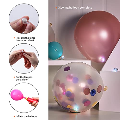 Aogist 100pcs White Balloon Lights,Long Standby Time Waterproof Mini Light,Battery Powered,Round LED Ball Lamp for Latex B...