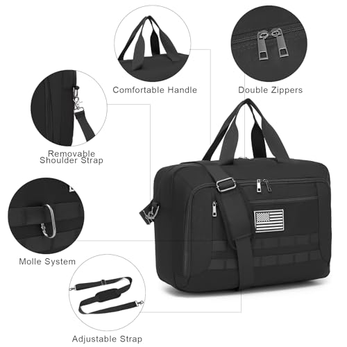 3 in 1 Tactical Backpack for Men, Water-Resistant 17.3 Inch Laptop Bag Convertible Carry-On Luggage with Hidden Straps - A...