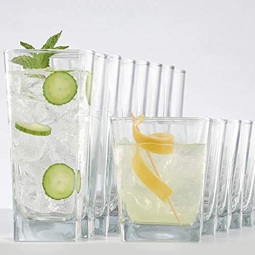 Le'raze Everyday Drinking Glasses Set of 8 Drinkware Kitchen Glasses for Cocktail, Iced Coffee, Beer, Ice Tea, Wine, Whisk...
