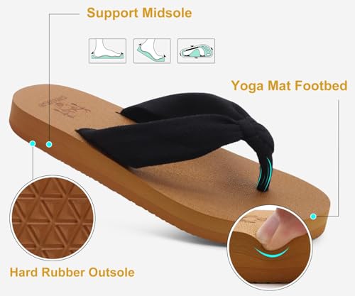 KuaiLu Flip Flops for Women with Arch Support Yoga Mat Comfortable Summer Beach Walking Thong Cushion Sandals Slip On Indo...