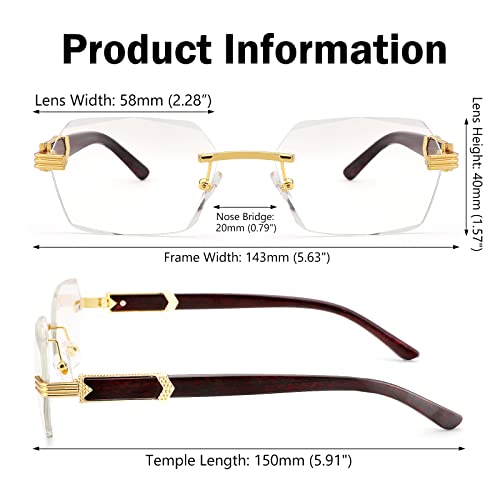 COASION Fashion Rimless Frameless Sunglasses for Women Men Y2k Retro Sun Glasses Square Tinted Glasses