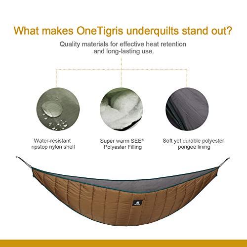 OneTigris Hideout Hammock Underquilt, Lightweight 4 Season Hammock Gear for Camping, Hiking, Backpacking, Travel, Beach, B...