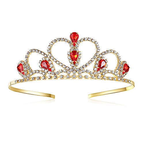 Lovelyshop Colorful Gems Gold Rhinestone Tiara for Little Kid Big Kid Prom Birthday Princess Crown