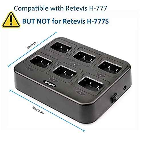Retevis Six-Way Charger Compatible with H-777, H-777H, Baofeng BF-888S, BF-88ST Two Way Radio and Battery, Multi Unit Walkie Talkie Charger (1 Pack)