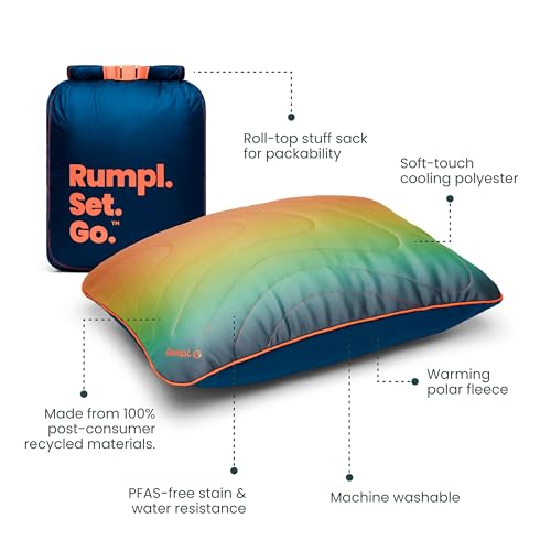 Rumpl The Adjustable Camp Pillow - Full Size Packable Outdoor and Travel Pillow, Two-Sided Temperature Control, 22" x 15",...