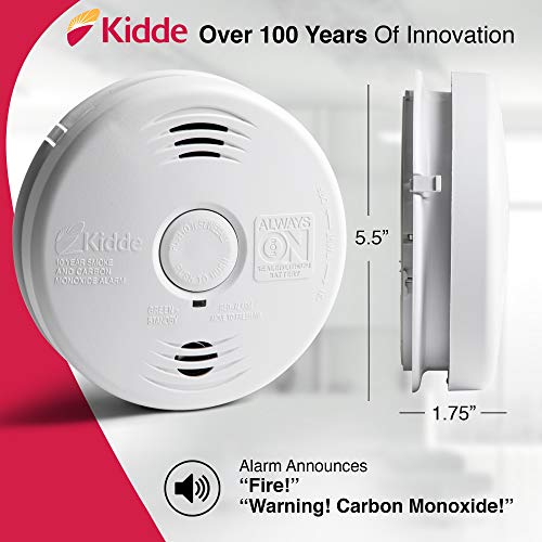 Kidde Smoke and Carbon Monoxide Detector Alarm with Voice Warning | Hardwired w/10 Year Lithium Battery Backup | Interconnectable | Model # i12010SCO, White