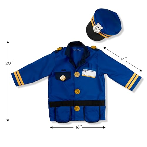Melissa & Doug Police Officer Costume Dress-Up Set for Kids (8-Piece) – Pretend Play Uniform with Badge, Hat, Handcuffs & ...