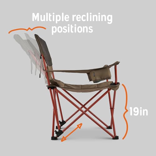 Kelty Deluxe Lounge Chair – Folding Outdoor Camp Chair, Insulated Cupholders, Customized Recline, Steel Frame, Padded Roll...