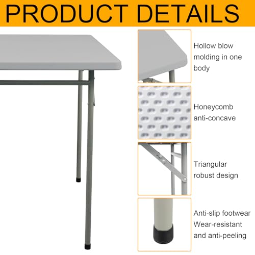 FROASISPRO Folding Table 3ft Rectangular All-Occasion Plastic Folding Event Table for Indoor and Outdoor, Portable Desk, C...