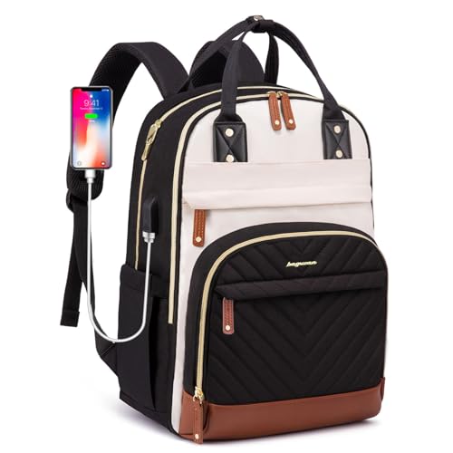 Laptop Backpack for Women Bag - 15.6 inch Work Travel Backpack with USB Charger College Bookbag Waterproof Business Comput...
