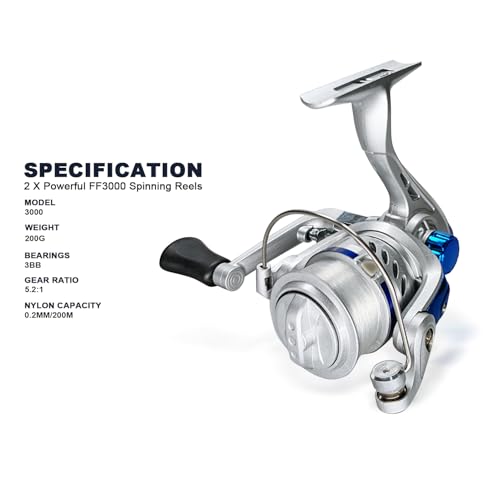Fishing Rod and Reel Combos, 2PC Telescopic Fishing Pole Spinning Reels Sets, Collapsible Fishing Rod Full Kit with with F...
