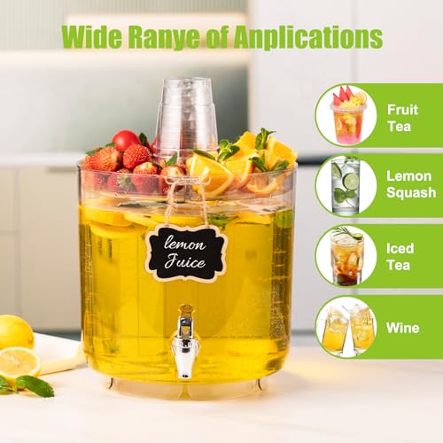 2 Gallon Beverage Dispenser for Parties 2 PACK, BPA-Free Drink Dispenser with No Drip Spigot, Juice Dispensers with Stand,...