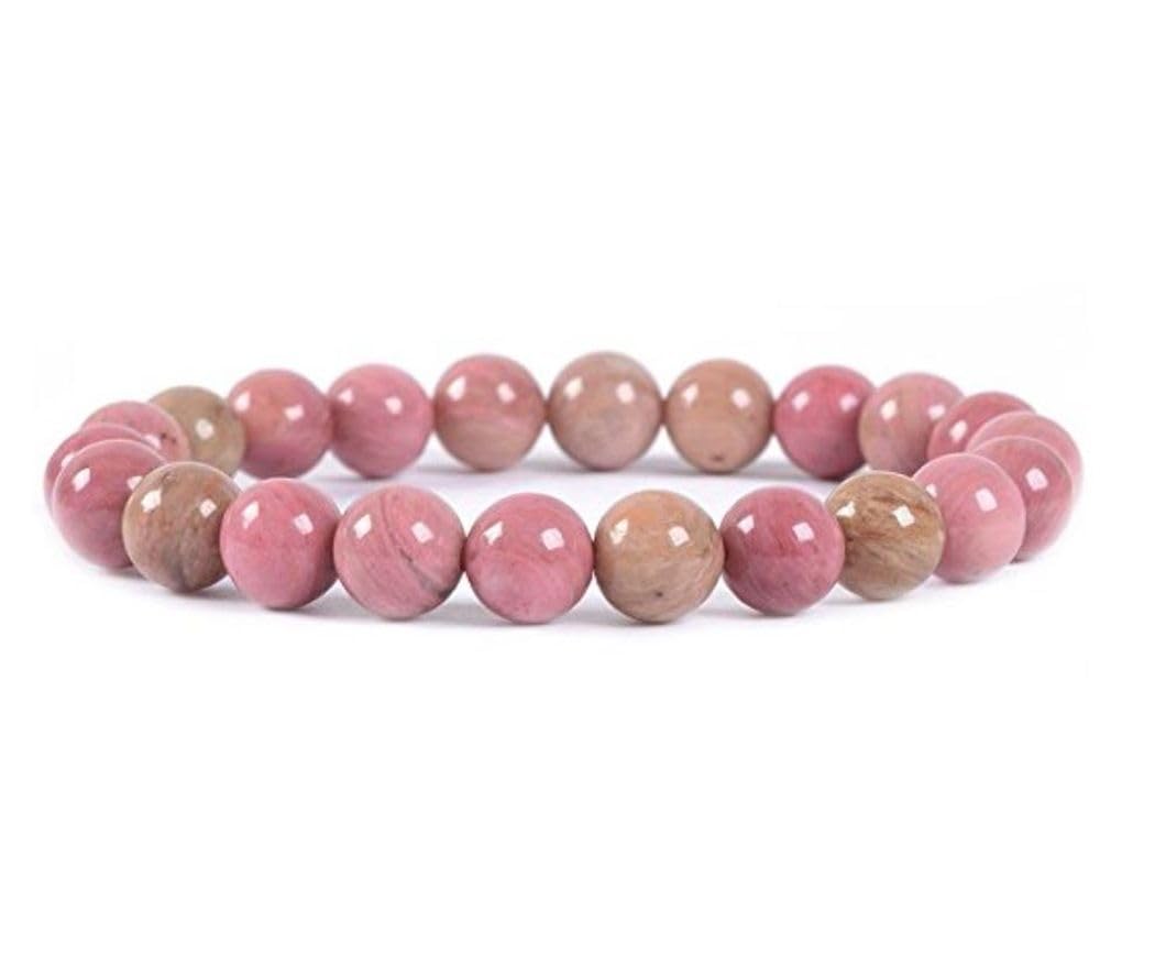 Adabele Real Natural Pink Rhodonite Gemstone Beaded Bracelet 8.5 inch Stretch Chakra Healing Crystal Stone Jewelry Women Birthda