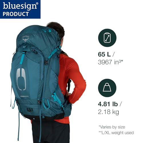 Osprey Atmos AG 65L Men's Backpacking Backpack, Black, L/XL