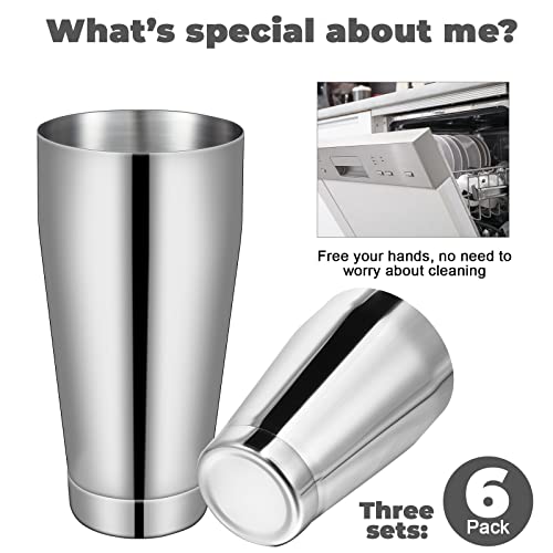 Sabary 6 Pcs Cocktail Shakers Professional Bar Shaker Boston Set Stainless Steel Martini Drink Mixer Basic Tool Weighted S...