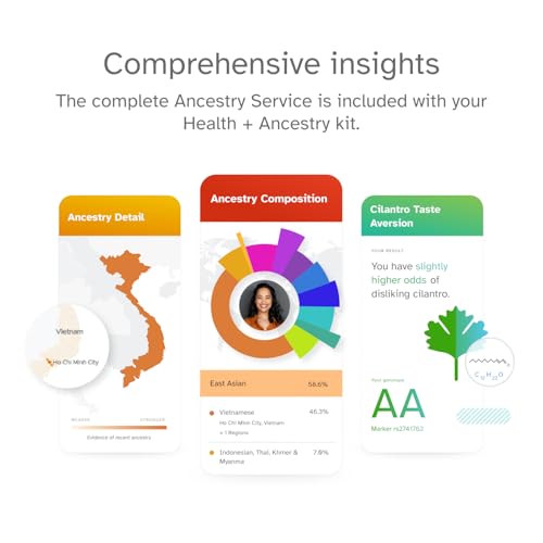 23andMe Health + Ancestry Service: DNA Test Kit, FDA-Authorized Reports, Genetic Test, Health Predispositions, Carrier Sta...