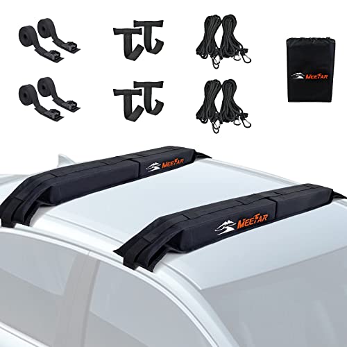 MeeFar Universal Car Soft Roof Rack Pads Luggage Carrier System for Kayak Surfboard SUP Canoe Include 2 Heavy Duty Tie Dow...