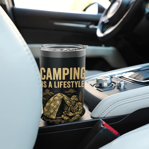 Camping Lifestyle Funny Outdoors Survival Gamer Humor Gaming Stainless Steel Insulated Tumbler