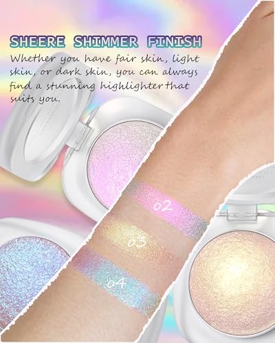 Glitter Holographic Eyeshadow Palette Multichrome Chameleon Face Highlighter, Sparkling Cream Color Shifting Single Eye Sh...