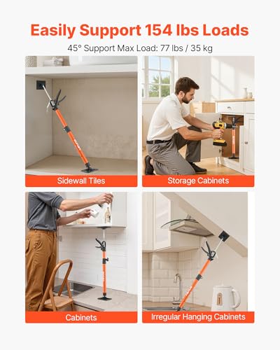 VEVOR Cabinet Jack Support Pole, 2-Pack, 20.8-45.2 Inch Steel Telescopic Quick Support Rod, Adjustable 3rd Hand System up ...