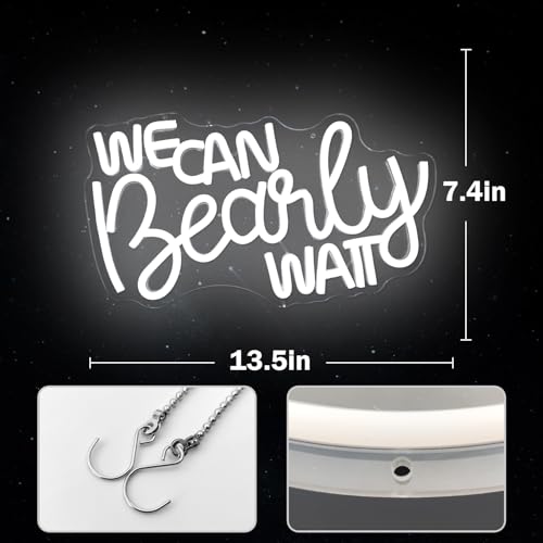 We Can Bearly Wait Neon Sign Dimmable Baby Shower Led Neon Light for Wall Decor, We Can Barely Wait Decorations Backdrop f...